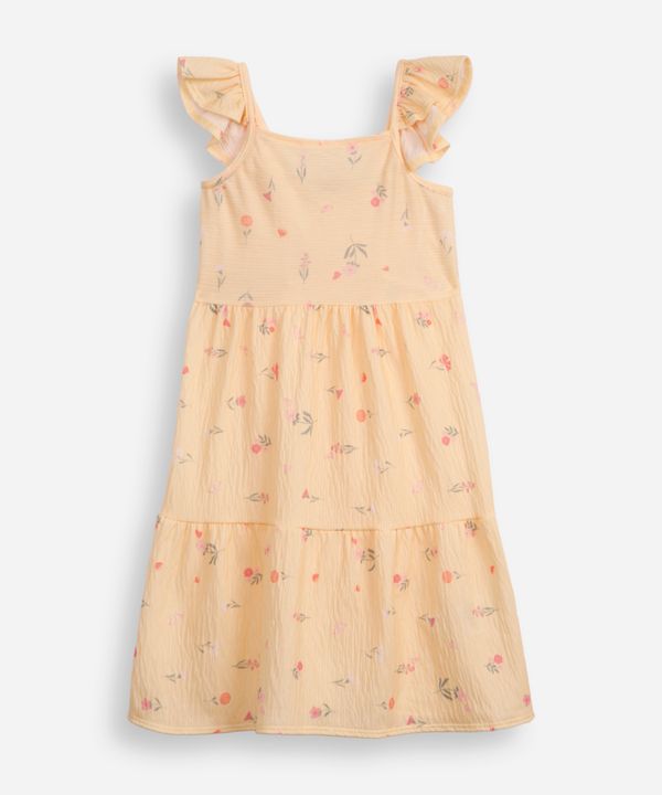 vestido infantil alça com babado floral amarelo 12