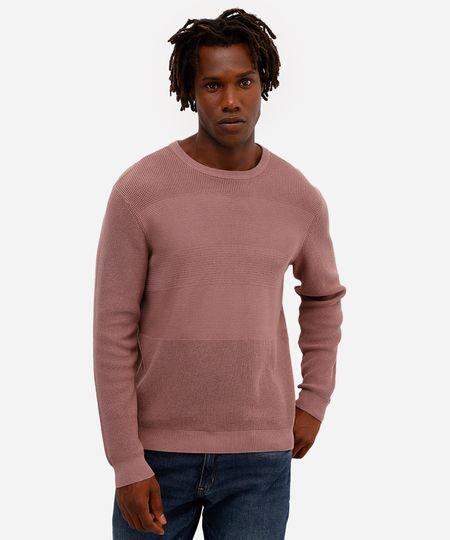 suéter masculino de tricot texturizado rosa P suéter masculino de tricot texturizado rosa P