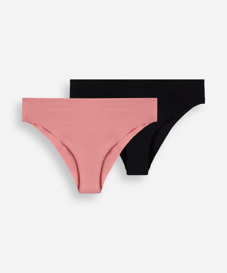 kit de 2 calcinhas biquíni sem costura colorido P kit de 2 calcinhas biquíni sem costura colorido P