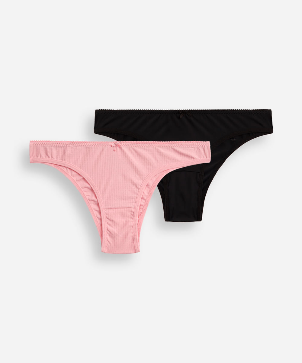 kit de 2 calcinhas biquíni em poliamida colorido