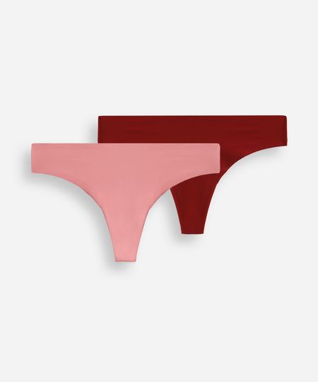 kit de 2 calcinhas fio dental sem costura colorido M kit de 2 calcinhas fio dental sem costura colorido M