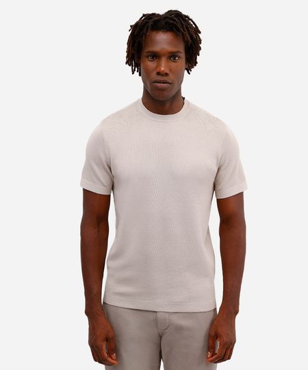 camiseta slim masculina de algodão manga curta cinza G