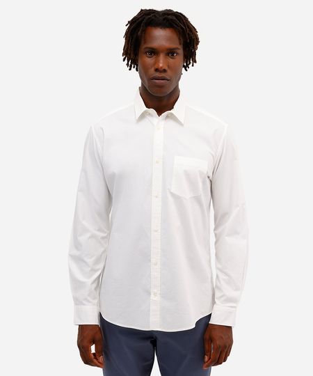 camisa masculina de algodão manga longa texturizada off white PP