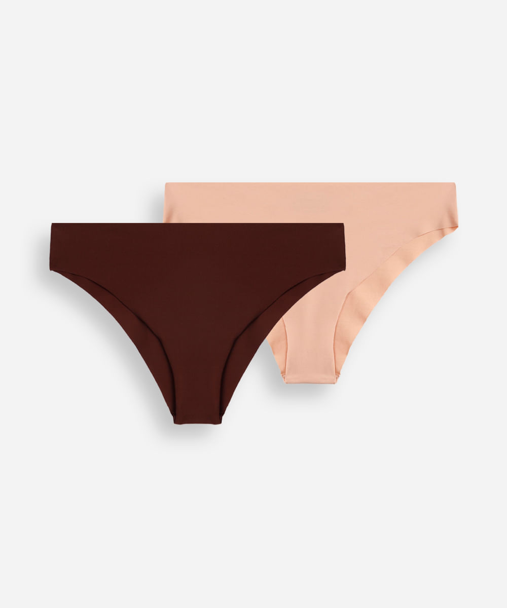 kit de 2 calcinhas biquíni sem costura colorido