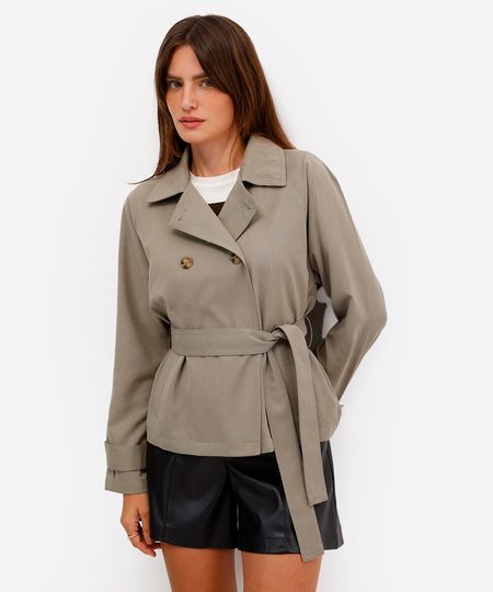 casaco trench coat cropped feminino verde M