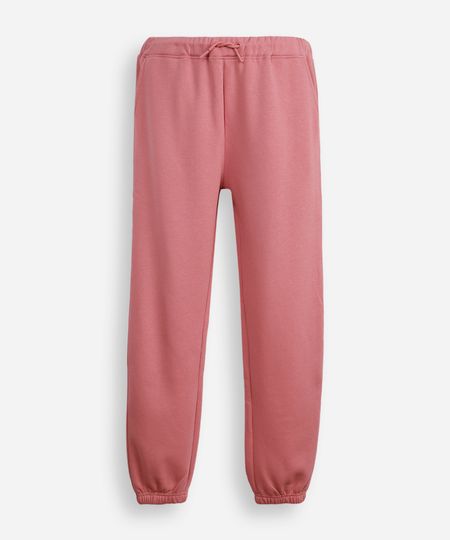 calça jogger juvenil de moletom básica rosa 16