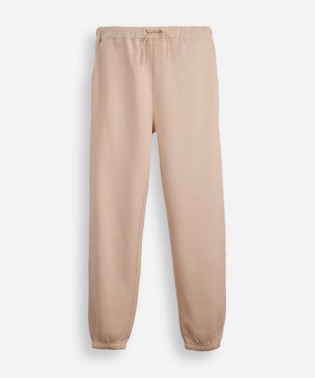 calça jogger juvenil de moletom básica bege 10