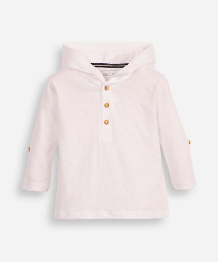 camiseta infantil manga longa com capuz - off white 1