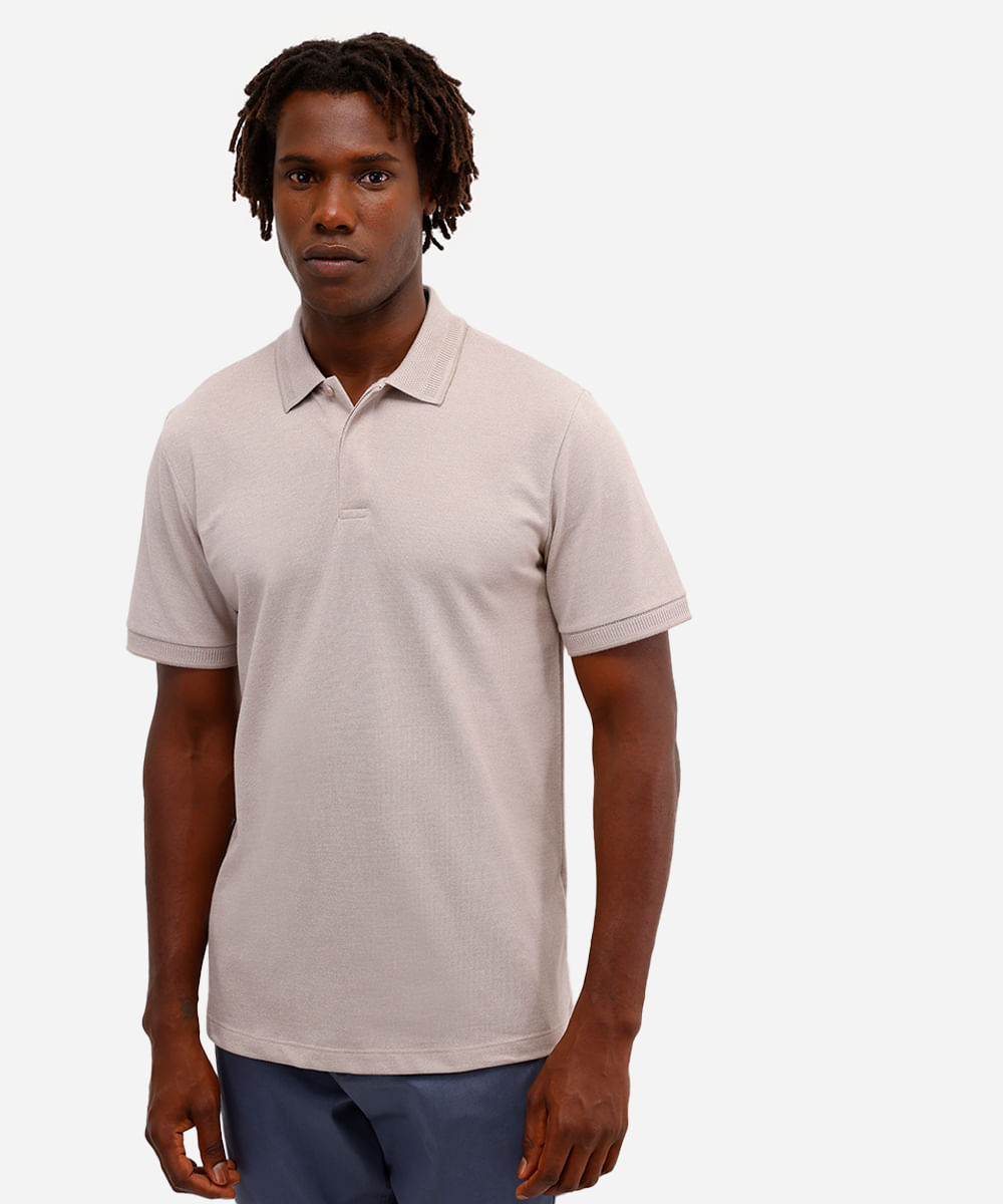 polo comfort masculina texturizada cinza