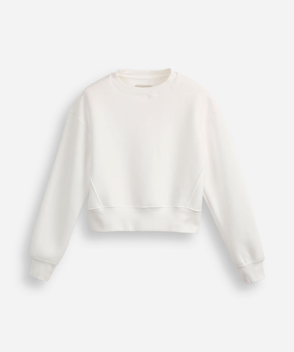 blusão de moletom juvenil básico com recorte off white