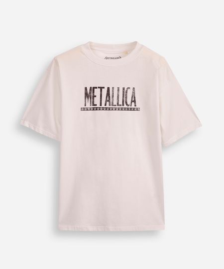 camiseta de algodão juvenil metallica off white 12 camiseta de algodão juvenil metallica off white 12