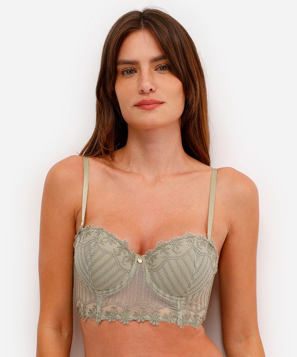 sutiã meia taça feminino com renda alça removível verde 42