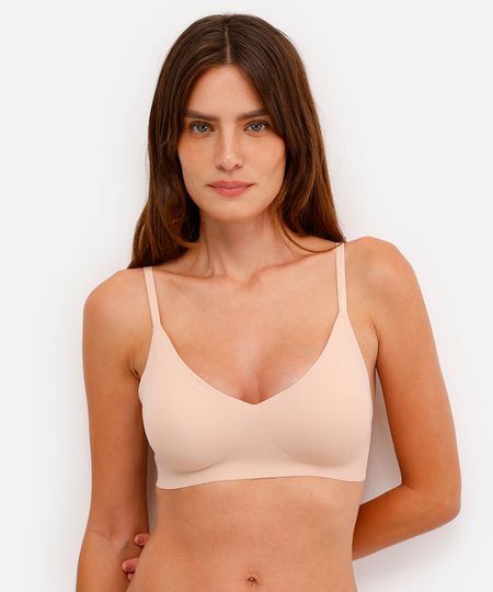 sutiã triângulo feminino com bojo removível bege 40 sutiã triângulo feminino com bojo removível bege 40