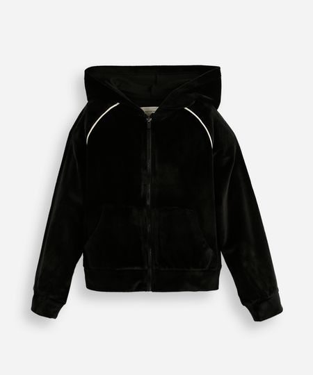 jaqueta de plush infantil com capuz e bolso preta 4 jaqueta de plush infantil com capuz e bolso preta 4