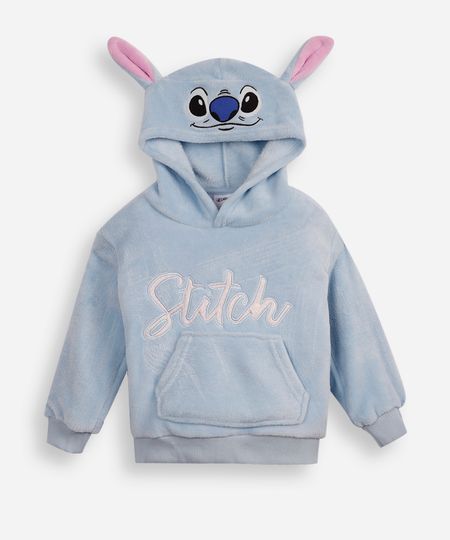 blusão de pelúcia infantil stitch com capuz azul 4 blusão de pelúcia infantil stitch com capuz azul 4