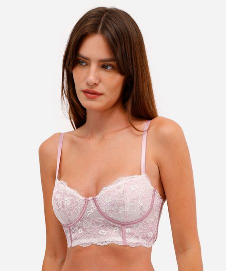 suitã meia taça feminino de renda sem bojo floral off white 42