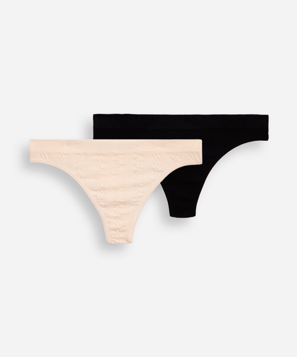 Vista 2 kit de 2 calcinhas fio dental texturizado colorido C&A SORTIDO (KIT) C&A SORTIDO (KIT)