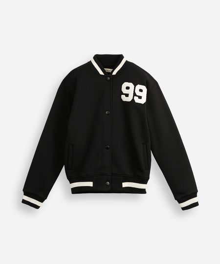 jaqueta bomber juvenil de moletom college preta 14 jaqueta bomber juvenil de moletom college preta 14