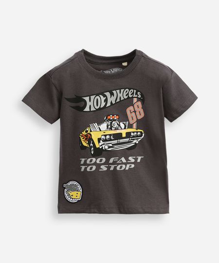 camiseta de algodão infantil hot wheels cinza 5