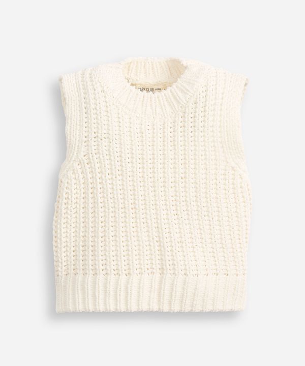 colete infantil de tricot texturizado off white 1