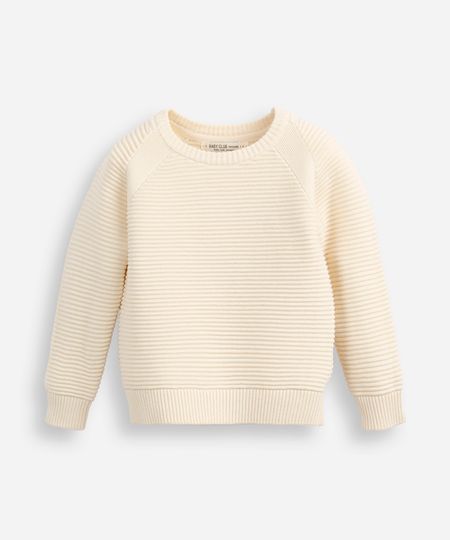 suéter de tricot infantil texturizado bege 1