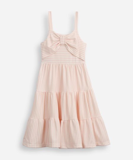 vestido infantil listrado com laço rosa 12