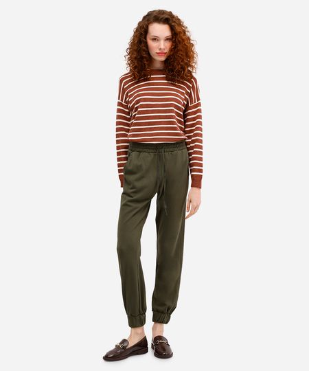 calça jogger básica feminina de moletom verde G