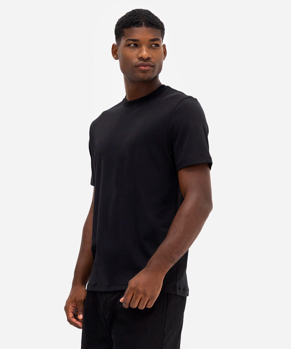 camiseta de algodão peruano bold manga curta preta