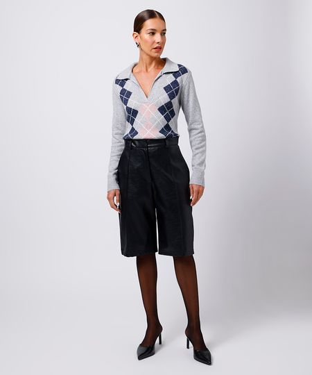 bermuda feminina de alfaiataria em poliuretano mindset preta 34 bermuda feminina de alfaiataria em poliuretano mindset preta 34