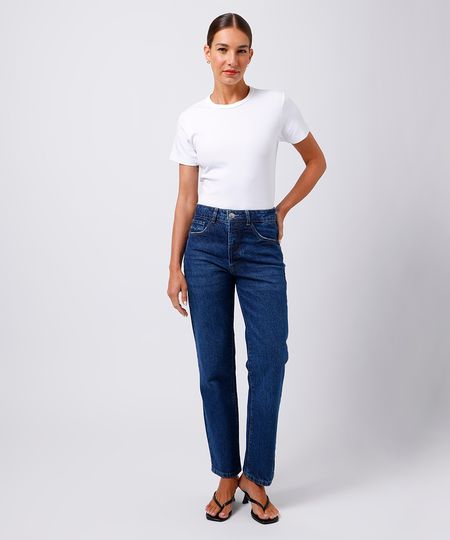 calça feminina jeans reta mindset azul 36