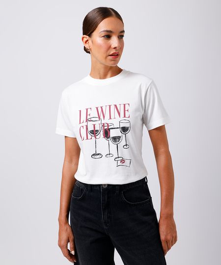 camiseta feminina de algodão wine club mindset off white PP camiseta feminina de algodão wine club mindset off white PP