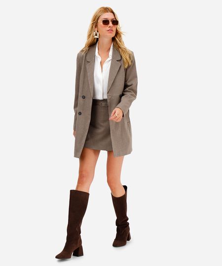 short saia feminino de alfaiataria xadrez com cinto bege 36 short saia feminino de alfaiataria xadrez com cinto bege 36