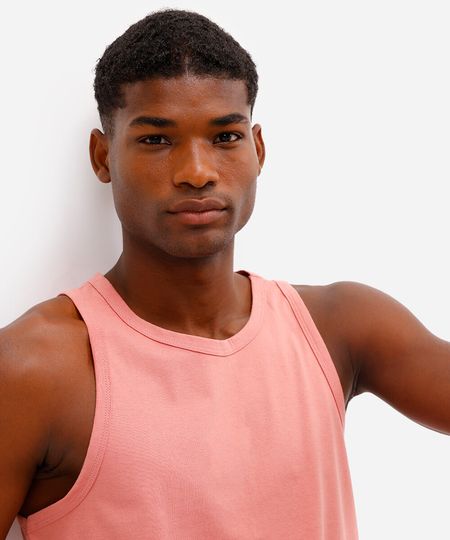 regata básica de algodão rosa PP regata básica de algodão rosa PP