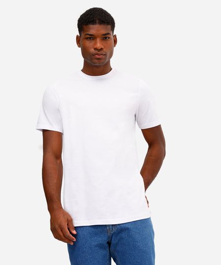 camiseta alongada de algodão básica branca M