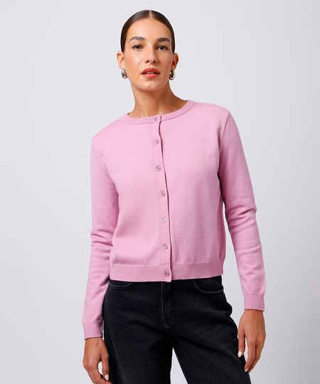 cardigan feminino de tricot mindset rosa PP