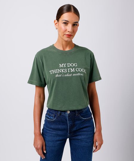 camiseta feminina de algodão my dog mindset verde PP camiseta feminina de algodão my dog mindset verde PP