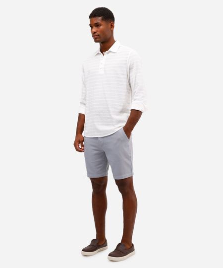 bermuda reta com linho e bolso chino azul 38