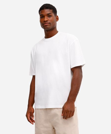 camiseta oversized de algodão peruano branca P camiseta oversized de algodão peruano branca P