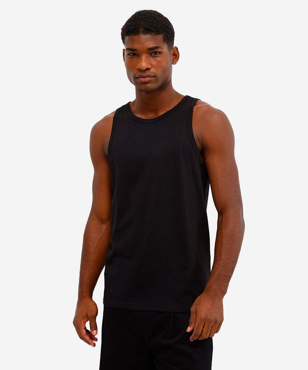 regata básica de algodão preta