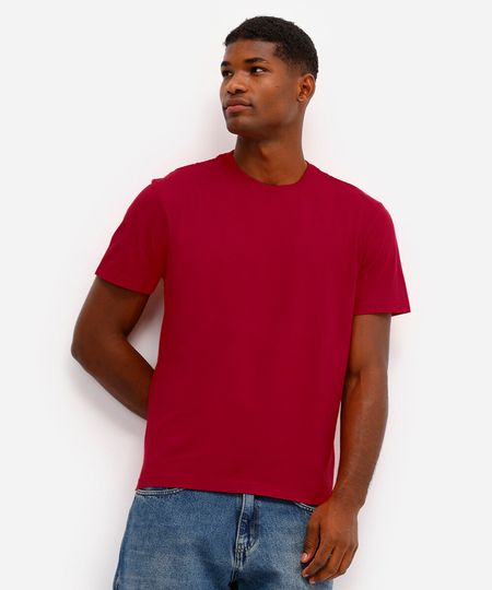 camiseta de algodão básica manga curta vermelha PP camiseta de algodão básica manga curta vermelha PP
