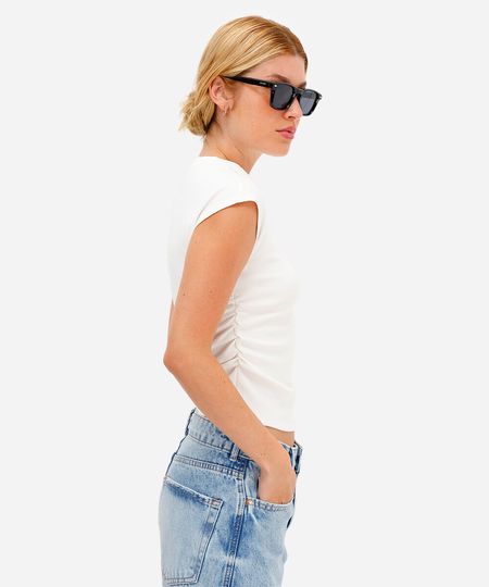 blusa texturizada manga japonesa off white PP