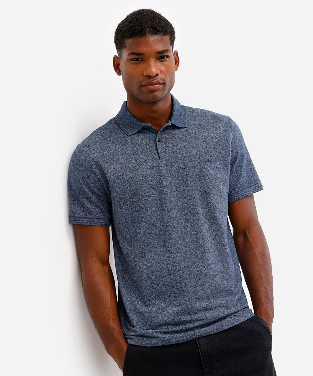 polo de piquet básica comfort manga curta azul