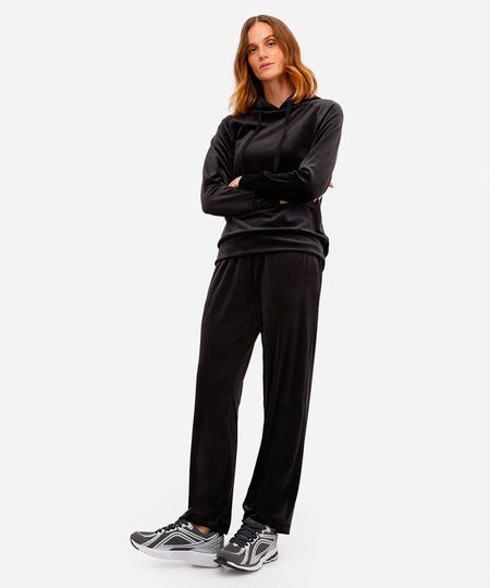 calça de plush reta esportiva ace preta G