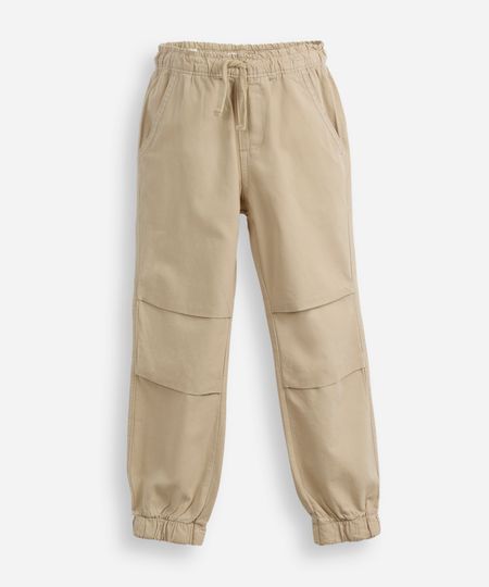 calça jogger infantil com pregas bege 4
