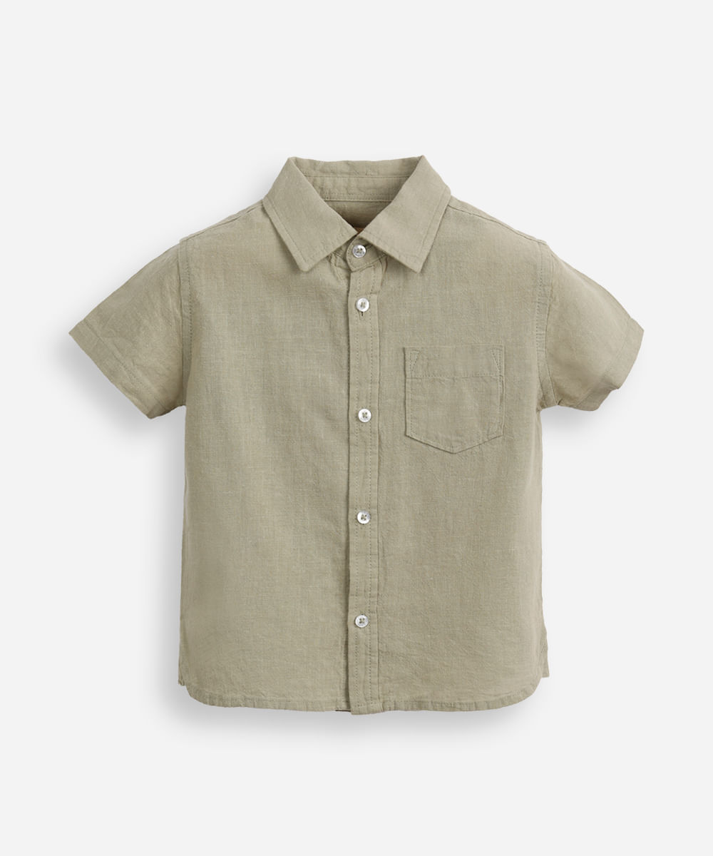 camisa comfort infantil com linho manga curta verde camisa comfort infantil com linho manga curta verde