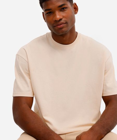 camiseta oversized de algodão peruano bege P camiseta oversized de algodão peruano bege P