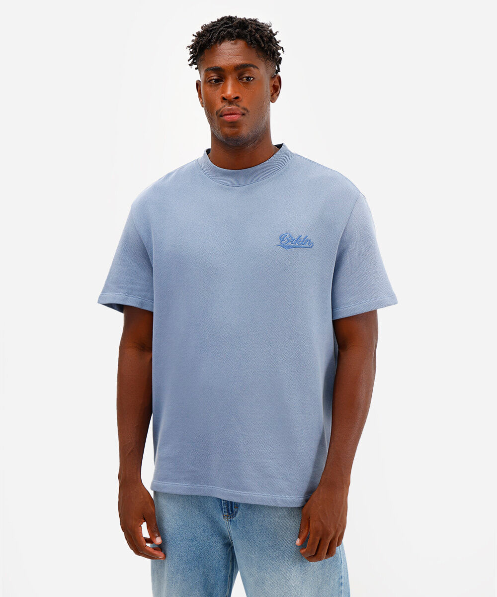 camiseta masculina de algodão manga curta brooklyn azul
