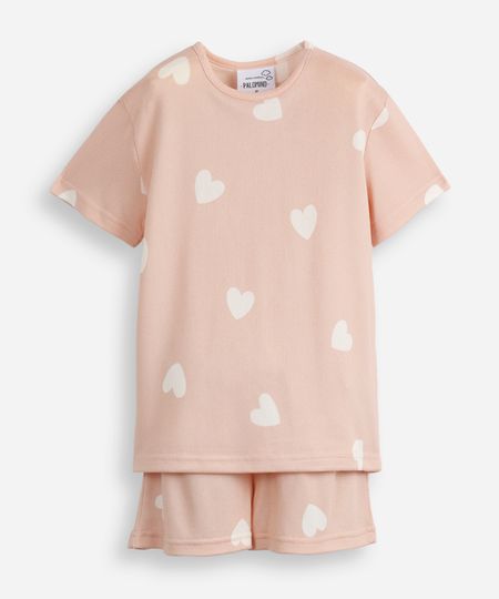 pijama curto infantil coração rosa 4 pijama curto infantil coração rosa 4