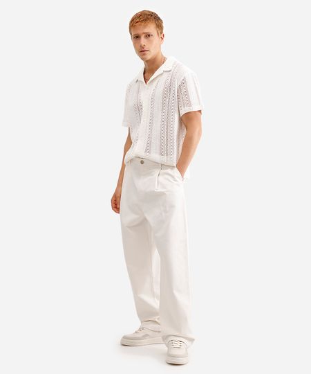 calça masculina de alfaiataria texturizada off white 40