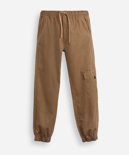 calça jogger juvenil de sarja com bolso cargo marrom 10 calça jogger juvenil de sarja com bolso cargo marrom 10